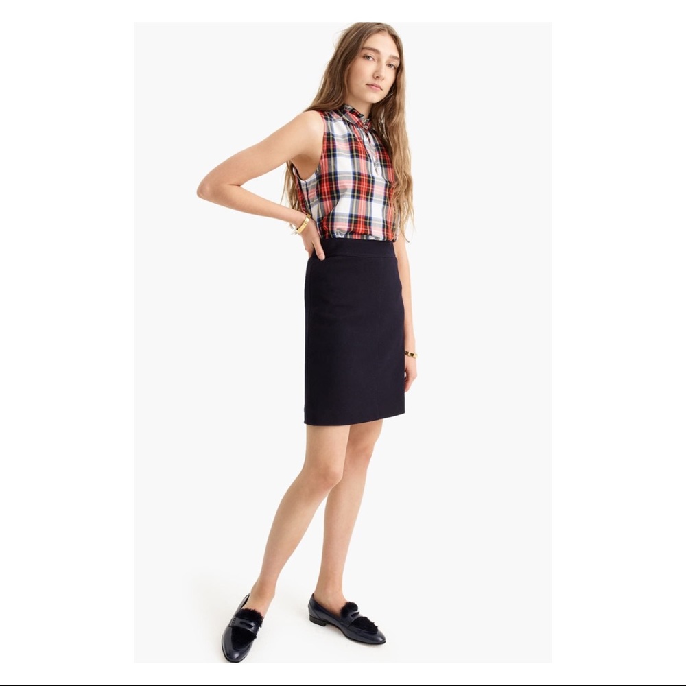 J Crew Ruffle Neck Cotton Plaid Top Holliday‎